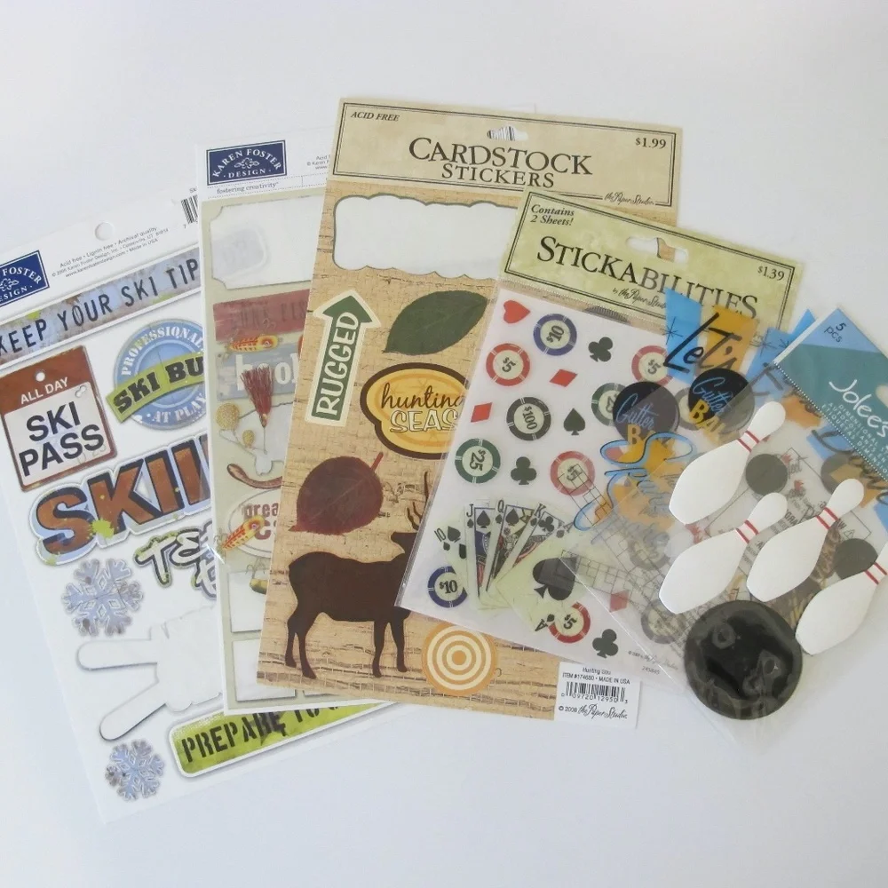 Scrapbooking Sticker Bundle For Paper Crafts Hunting Fishing Bowling(New & Used)